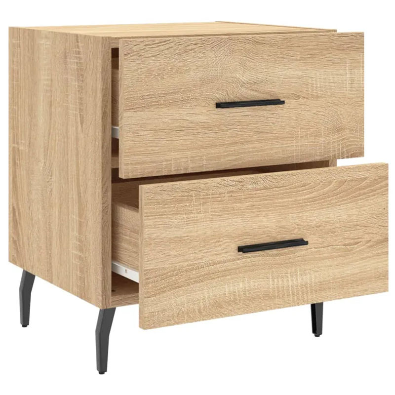 Vidaxl Nachttische Set aus Holzwerkstoff und Metall in Sonoma-Eiche, 2 Stück, B/T/H: 40 x 35 x 47,5 cm - Bild 3