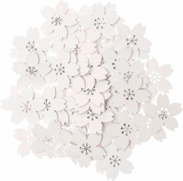 Rico Design Holzstreu Kirschblüte in Weiß, 48 Stück - Bild 1