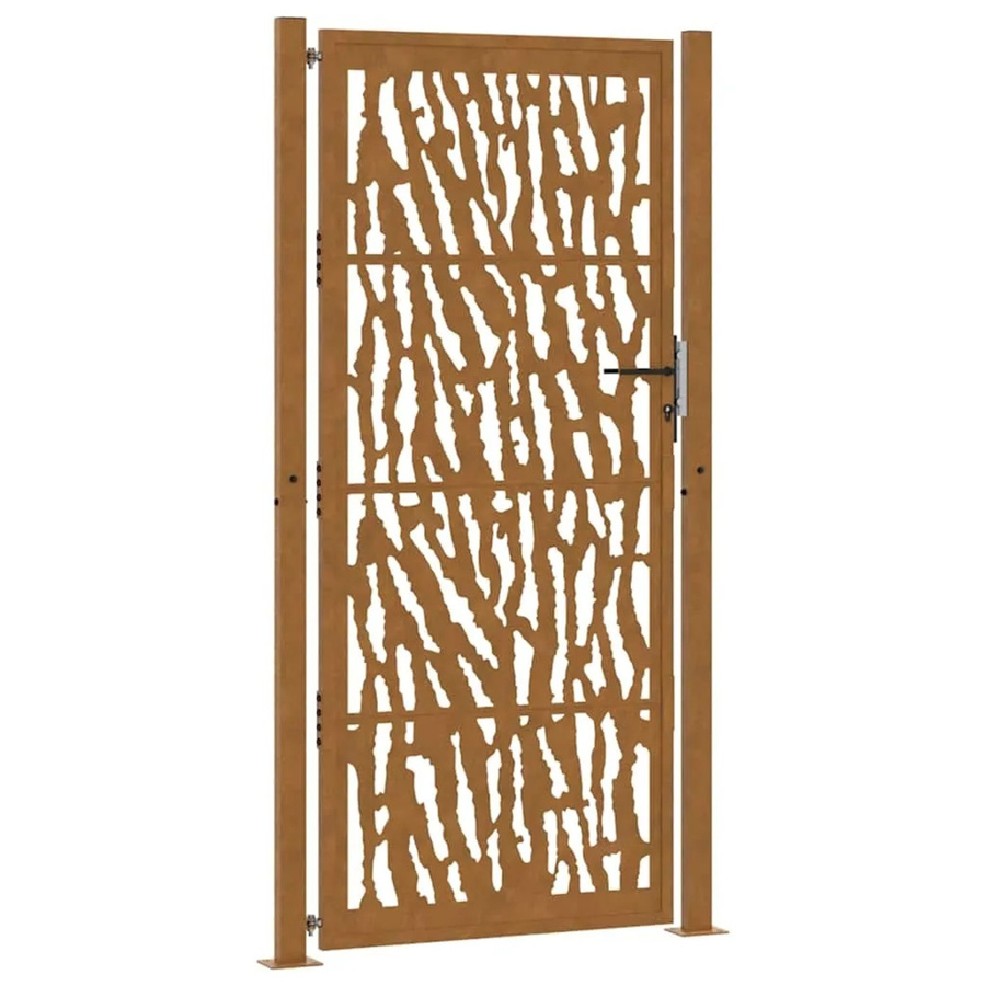 vidaXL Gartentor aus Verwitterungsstahl in Braun mit Trace-Design, B/H: 110 x 205 cm - Bild 2