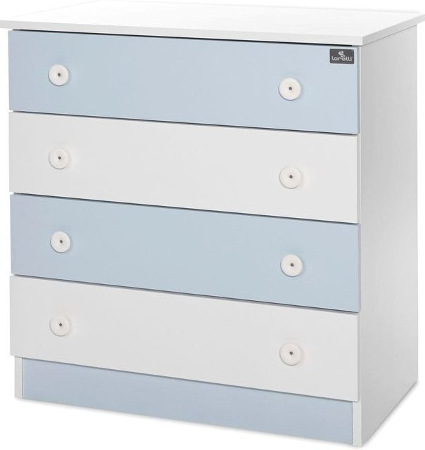 Lorelli Kommode Dresser für Kinderzimmer und Babyzimmer mit 4 Schubladen, Weiß-Blau, B/T/H: 81 x 50 x 86 cm - Bild 1