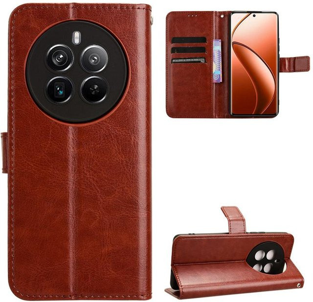 Leder Flip Case für Realme 12 Pro Plus 5G, Realme 11 Pro+ und Realme 11x 5G in Braun mit Kartenfach und Aufsteller als Stoßfeste Business Schutzhülle - Bild 1