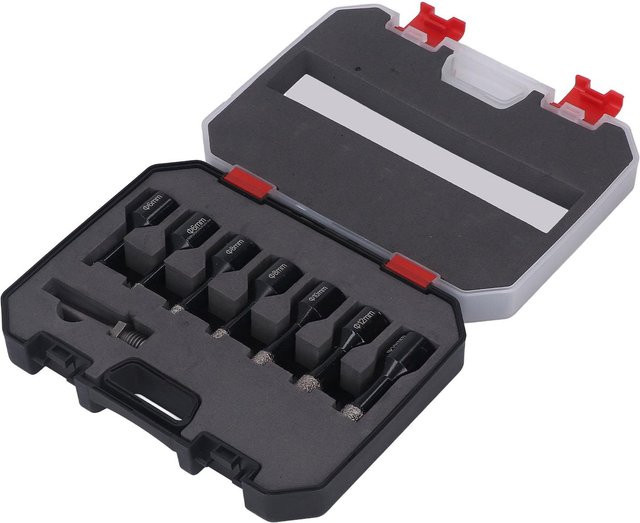 Koogeelife Diamant-Lochsäge Set 7 Stück, 6-14mm mit M14 Anschluss und Stange, Schwarz/Silber, für Keramik, Marmor und Granit - Bild 1