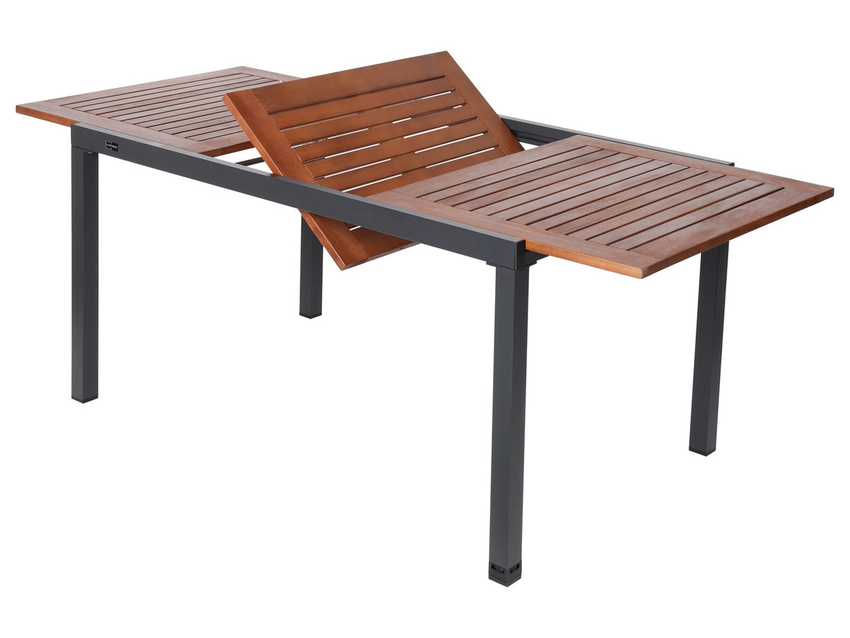 LIVARNO Alu-Gartentisch Valencia aus Aluminium und Eukalyptusholz, ausziehbar, B/T/H: 143-194,5 x 90 x 74 cm - Bild 3