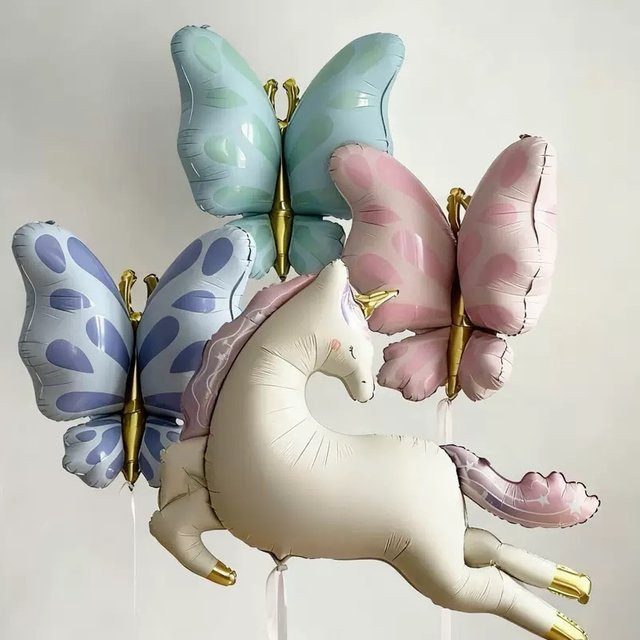 FEMAILY 3D Schmetterling Aluminium-Folienballons in Grün und Multicolour für Kindergeburtstage, Hochzeiten und Partydekorationen - Bild 1