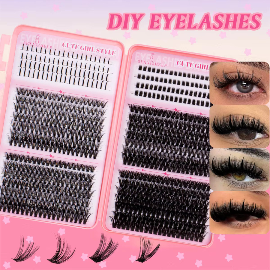 SEXYSHEEP Spikes Lash Clusters Kit, Wimpernbüschel-Set mit Kleber und Versiegelungsentferner - Bild 2