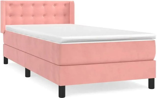 vidaXL Boxspringbett mit Matratze in Rosa aus Samt, Hybridbett mit Taschenfederkern, B/T: 100 x 200 cm - Bild 1
