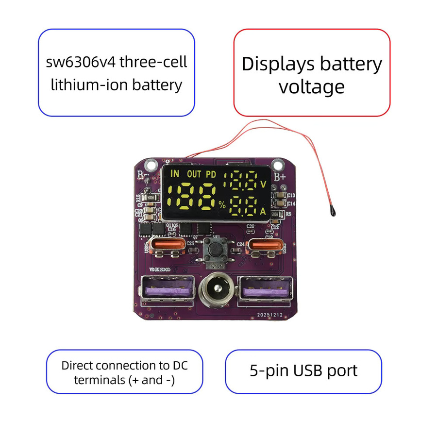 Gaqqee 4S PD 100W Bidirektionales Schnelllademodul mit DC-Anschluss, 20V 5A Hochleistungs-Lade- und Entlademodul - Bild 2