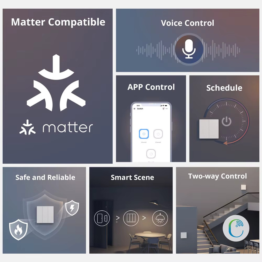 SONOFF M5 Matter SwitchMan Smart Wand Schalter Weiß mit WiFi für eWeLink, Apple Home, Alexa, Google Home und SmartThings - Bild 2