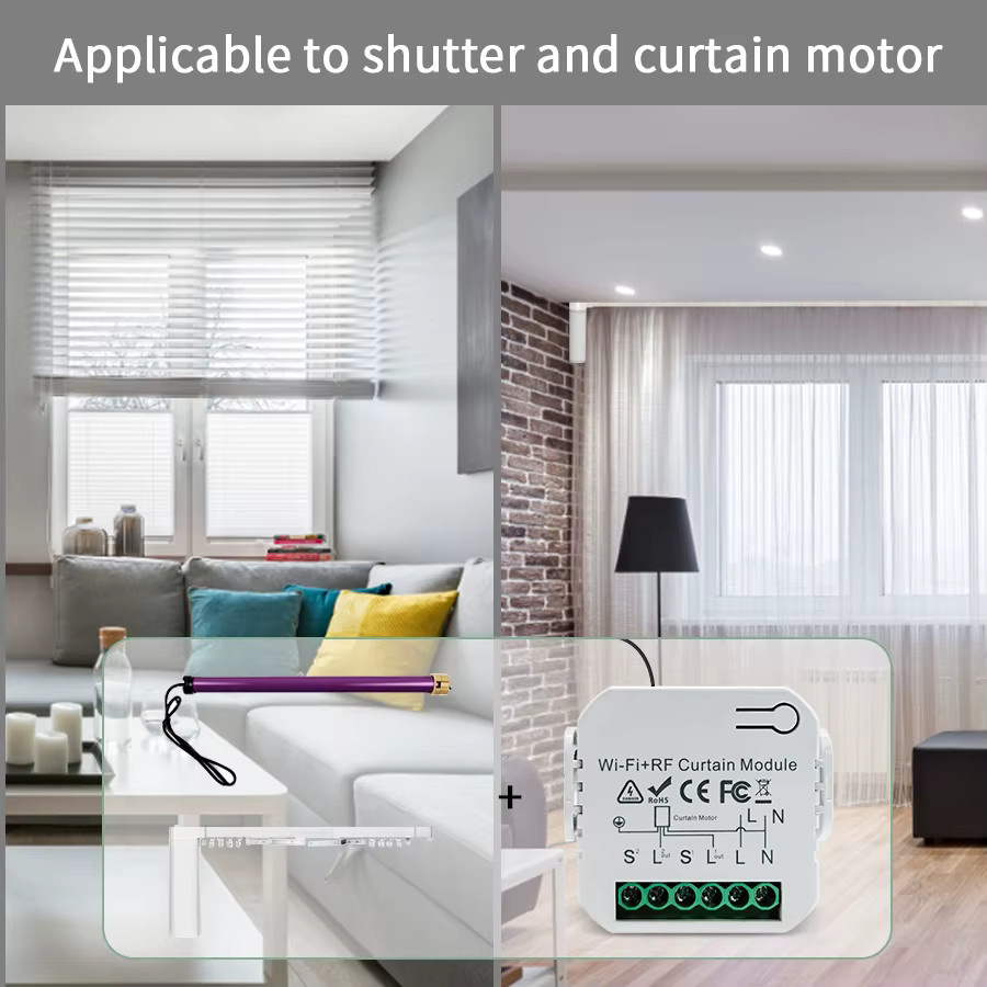 Tuya Smart WiFi Vorhangschalter für Rollläden und Jalousien mit RF433MHz Fernbedienung, Farbe: Weiß, kompatibel mit Smart Life App, Google Home und Alexa - Bild 3