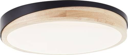 Brilliant Baarlo LED-Deckenleuchte G80845/76 in Schwarz und Holz, dimmbar, 24W, Warmweiß - Bild 1