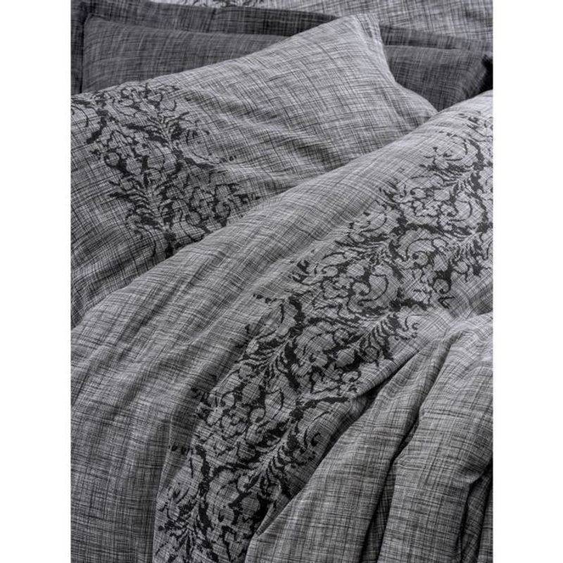 Bettwäsche-Set aus 100% Baumwolle mit floralem Naturmuster in Grau, bestehend aus 1 Bettbezug (Breite: 220 cm) und 2 Kissenbezügen (60 x 60 cm) - Bild 2