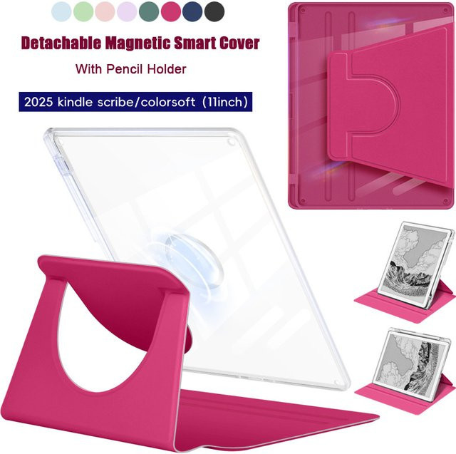 Greliana Magnetische Smart-Hülle für Kindle Scribe 11 Zoll 2025 und Scribe Colorsoft 11 Zoll, Acryl-E-Book-Hülle mit Stifthalter in Pink oder Purple - Bild 1
