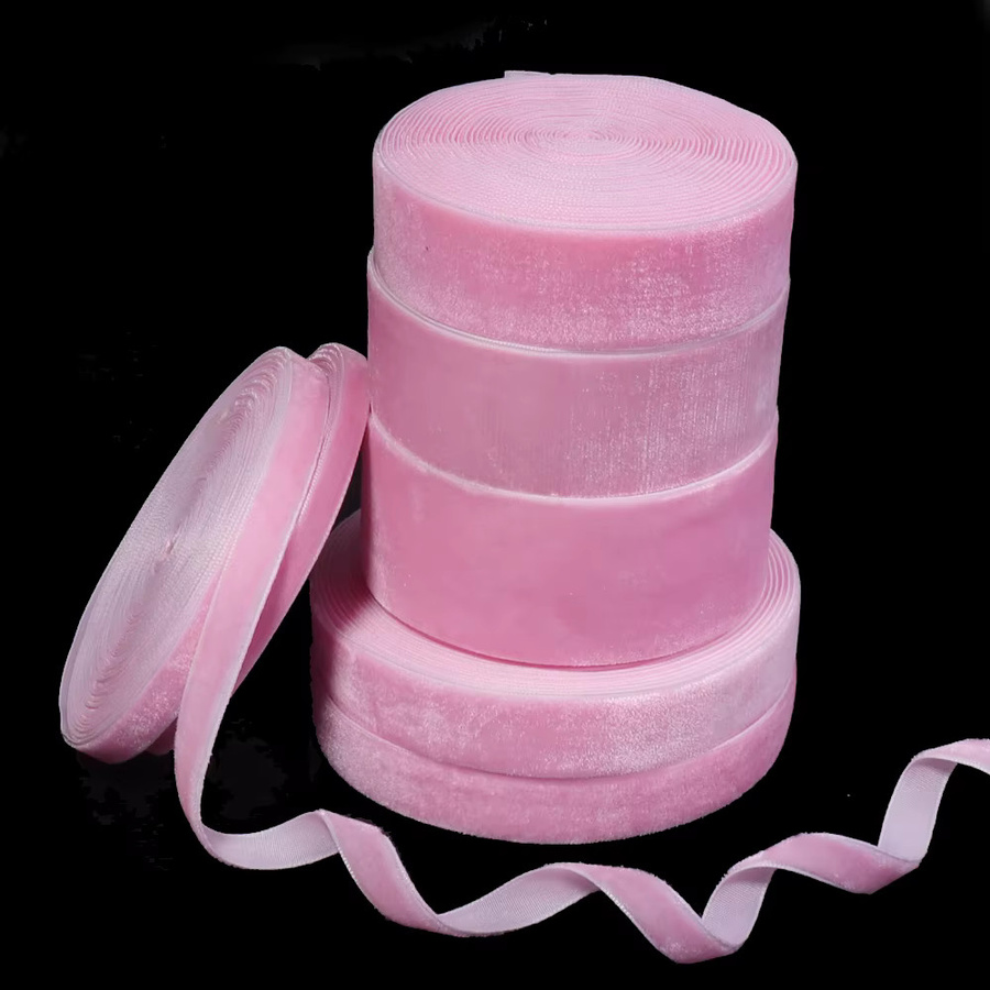 Rosa Samtbänder mit Single Face Beflockung für Hochzeit, Weihnachten und Geschenkverpackungen, Breite: 6 mm bis 38 mm - Bild 3