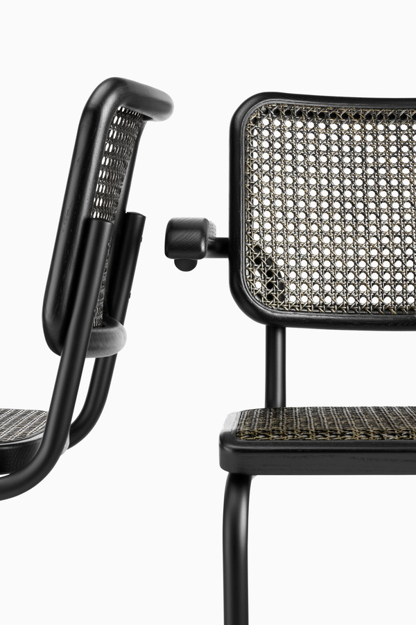 Thonet S 64 V Freischwinger mit Cantilever-Gestell in Dark Melange und Eiche - Bild 2