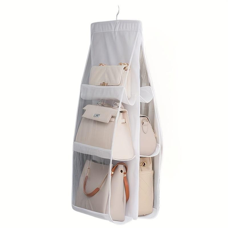 Handtaschen Aufbewahrungsbox mit 8 Fächern, faltbar und staubdicht, Schrank Organizer in Weiß - Bild 2