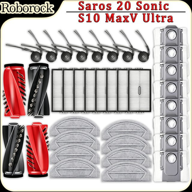 Roborock Ersatzteil-Set für Saro 20 Sonic und S10 MaxV Ultra mit Hauptbürste, Seitenbürste, Filtern, Wischpads und Staubbeuteln - Bild 1