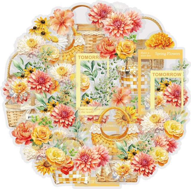 Etori Life Zhenjianzhitang Aufkleber Set mit 20 Aquarell-Stickern in Blumen- und Pflanzenmotiven, Multicolor - Bild 1