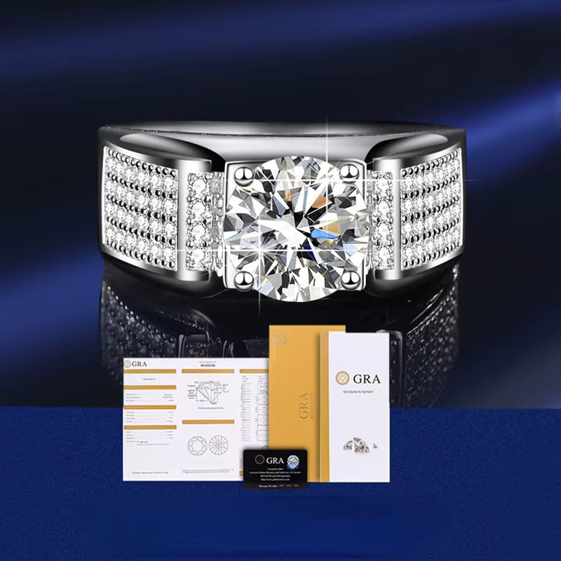 BIJOX STORY Verlobungsring, 925 Silber, Moissanit, Diamant, Herren - Bild 2