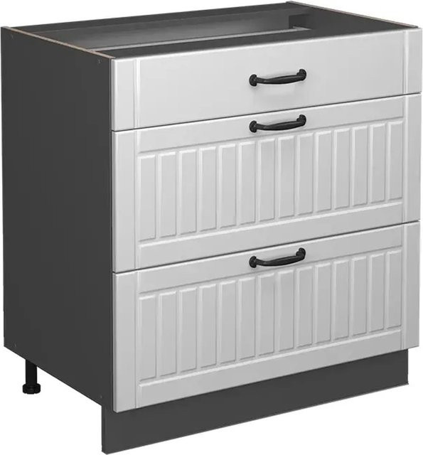 Vicco Küchenunterschrank Fame-Line Landhaus mit 3 Schubladen, Anthrazit und Weiß, Breite: 80 cm - Bild 2