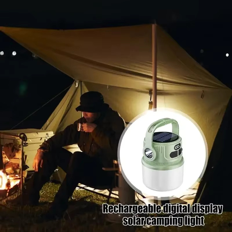 ESMARTER Solar LED Camping-Laterne, wasserdichte tragbare Taschenlampe in Weiß und Grün für Outdoor und Garten - Bild 4