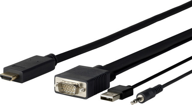 VivoLink Pro HDMI zu VGA Adapter mit USB und 3,5 mm Klinke, Schwarz, Länge: 3 m - Bild 1