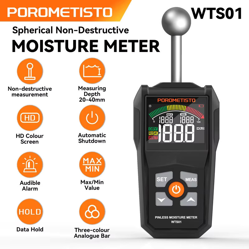 POROMETISTO Digitales Holzfeuchtemessgerät WTS01/WTS01Pro mit LCD-Display und zerstörungsfreier Messfunktion für die Holzbearbeitung - Bild 2