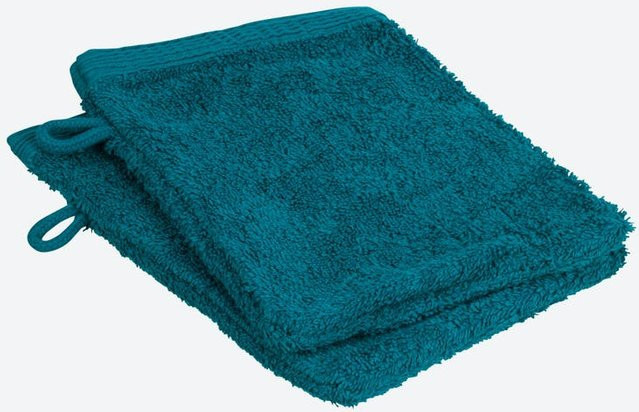 NKD Frottee-Waschhandschuh aus 100% Baumwolle, 2er-Pack, Petrol, B: 16 cm, H: 21 cm - Bild 1
