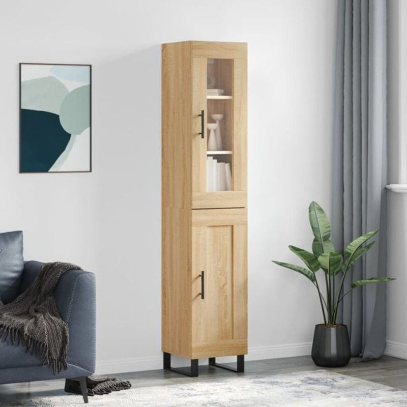 Vidaxl Highboard Sonoma-Eiche in Braun mit Drehtüren im Industrial- und Skandinavischen Stil, B/T/H: 34,5 x 34 x 180 cm - Bild 1