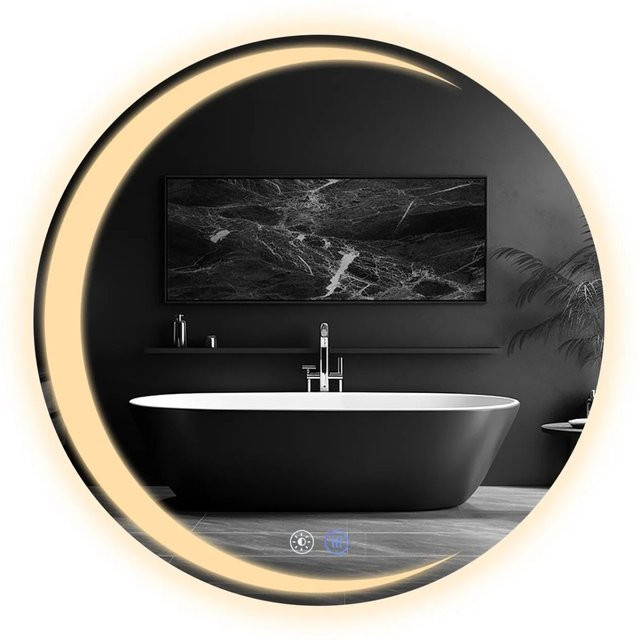 NETTLIFE Badspiegel mit LED-Beleuchtung und Touch-Schalter, Weiß, Durchmesser: 50 cm - Bild 1