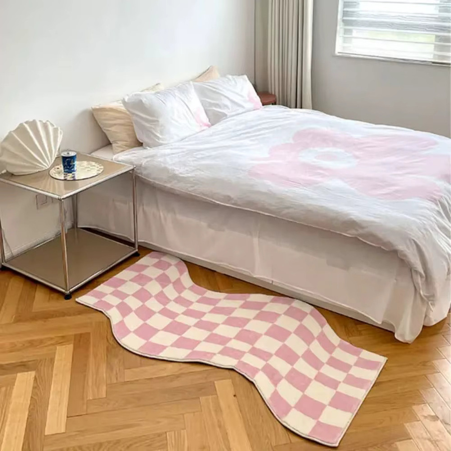 VIKAMA Unregelmäßiger karierter Teppich für Wohnzimmer und Schlafzimmer, weiche Bodenmatte in modernem Design, Breite: 140 cm, Tiefe: 55 cm, Höhe: 1 cm - Bild 2