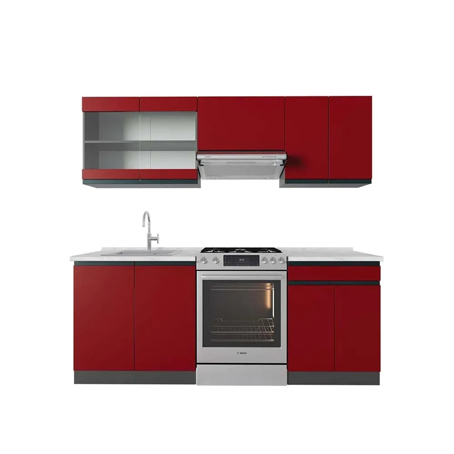 Vicco R-Line Küchenzeile modern in Rot/Anthrazit/Weiß mit Marmor-Optik, Breite: 200 cm - Bild 2