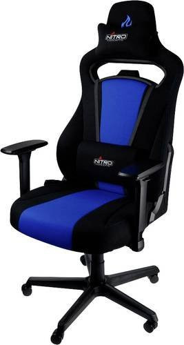 Nitro Concepts E250 Gaming-Stuhl in Schwarz/Blau mit höhenverstellbarer Rückenlehne und Kopfstütze aus Kunstleder - Bild 1
