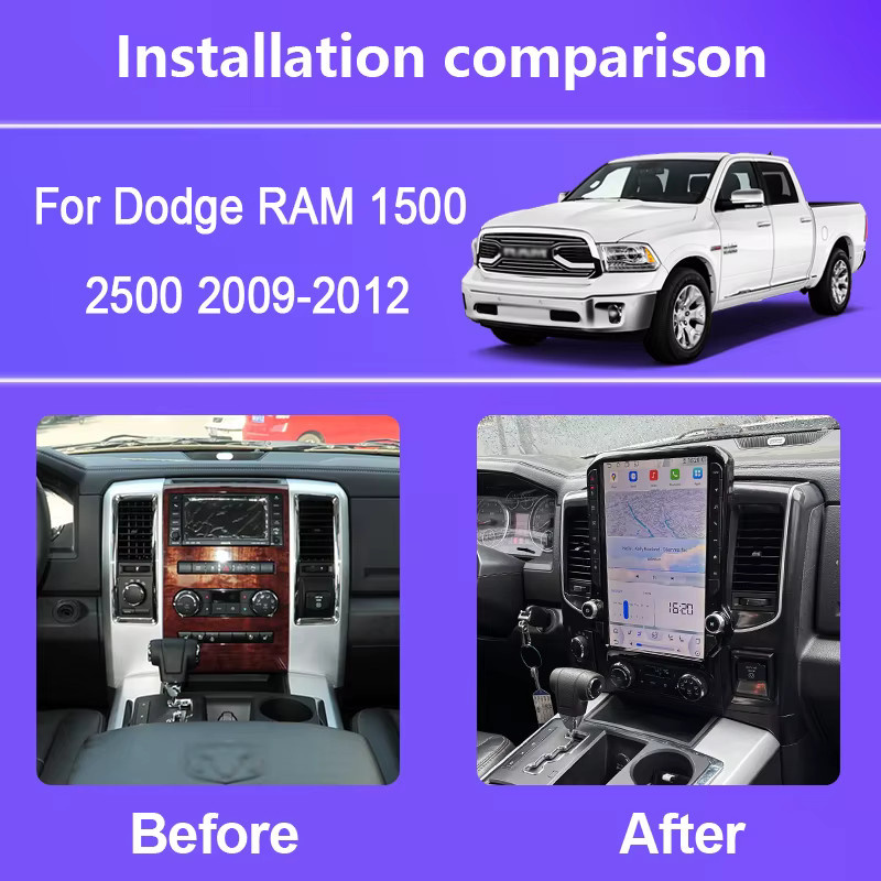 Roadonline Android 14 Multimedia Player für Dodge RAM 1500 2500 3500 (2008-2012), 14,5 Zoll 8-Core Autoradio mit GPS, 4G und WIFI, Schwarz - Bild 2
