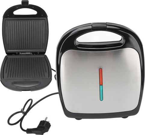 Aimo Sandwichmaker Panini-Pressgrill mit 1000W Leistung, Doppelseitig Flip-Funktion und Antihaftplatten in Schwarz aus Edelstahl