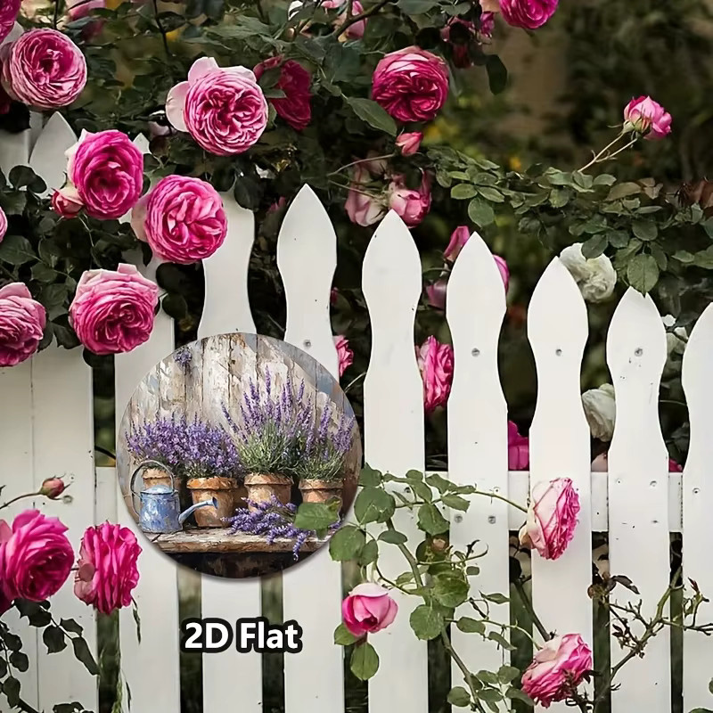 Potdemiel Metallschild Lavendel Retro Rund Aluminium Wanddekoration Mehrfarbig Durchmesser: 20 cm - Bild 2