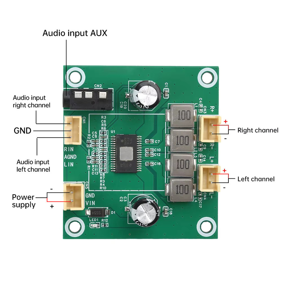 TPA3116 2-Kanal Digital-Stereo-Audioverstärkerplatine in Grün, 50 W + 50 W, DC 5 V–26 V - Bild 3