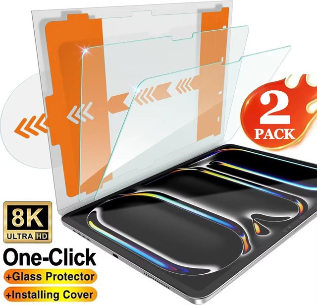 2 Stück HD Displayschutzfolie aus gehärtetem Glas für Apple iPad Pro, Air und Mini, transparent - Bild 1