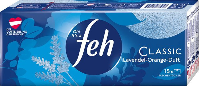 FEH Classic Taschentücher mit Lavendel-Orange-Duft, 4-lagig, 135 Stück - Bild 1