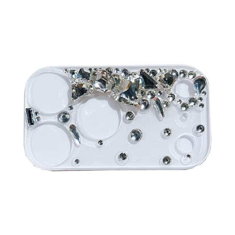 YLUOYI Kameralinsen-Schutz aus gehärtetem Glas mit Strass-Verzierung für iPhone 17 Pro Max, Transparent/Weiß - Bild 3