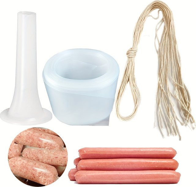 SAFEBET Wurst-Set aus transparentem Kunststoff mit Trichter und Seil, Durchmesser: 32 mm, Breite: 50 mm - Bild 1