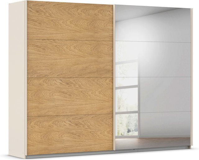 RAUCH Malva-Extra Schwebetürenschrank mit Spiegel in Eiche Furnier und Beige, Breite: 271 cm, Höhe: 210 cm - Bild 1