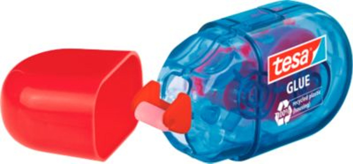 tesa Mini-Kleberoller ecoLogo in Blau mit klarem Klebefilm - Bild 2