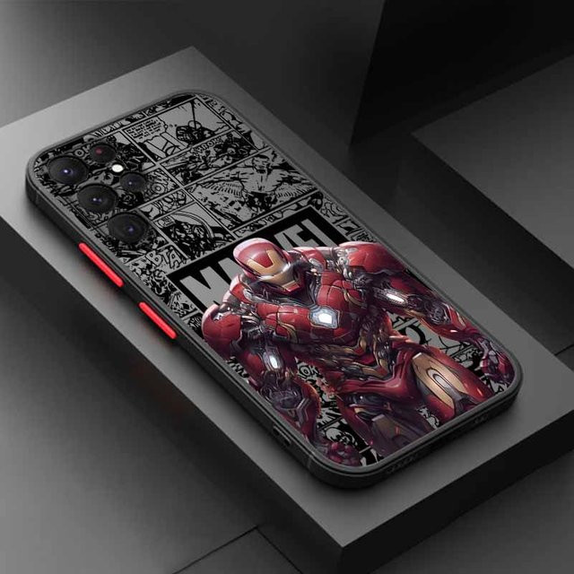 Matt durchscheinende Handyhülle mit Spider-Man und Iron Man Design für Samsung Galaxy S25 S24 S23 S22 S21 S20 S10 FE Ultra Plus Lite in Multicolour - Bild 1