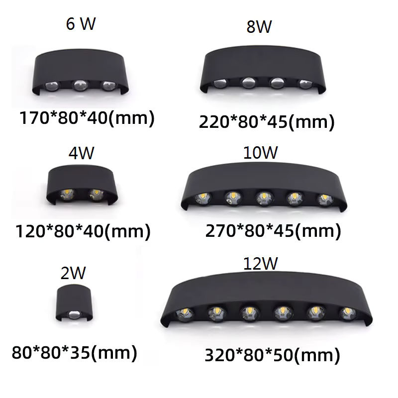 CYLRDXK Up and Down LED-Wandleuchte aus Aluminium in Schwarz, wasserdicht IP65 für Innen und Außen - Bild 4