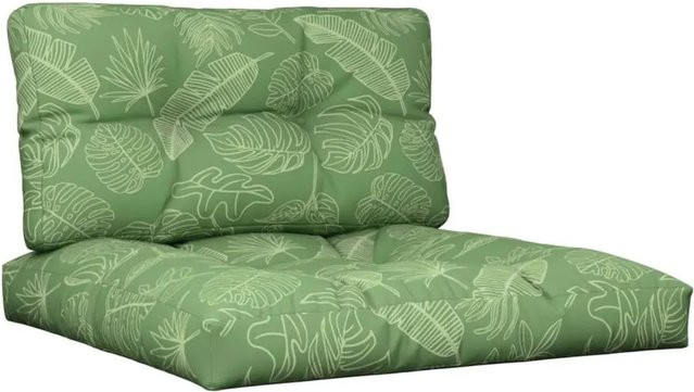 vidaXL Palettenkissen 2-teiliges Set mit Blattmuster aus wasserabweisendem Polyester, B/T: 70 x 70 cm - Bild 1