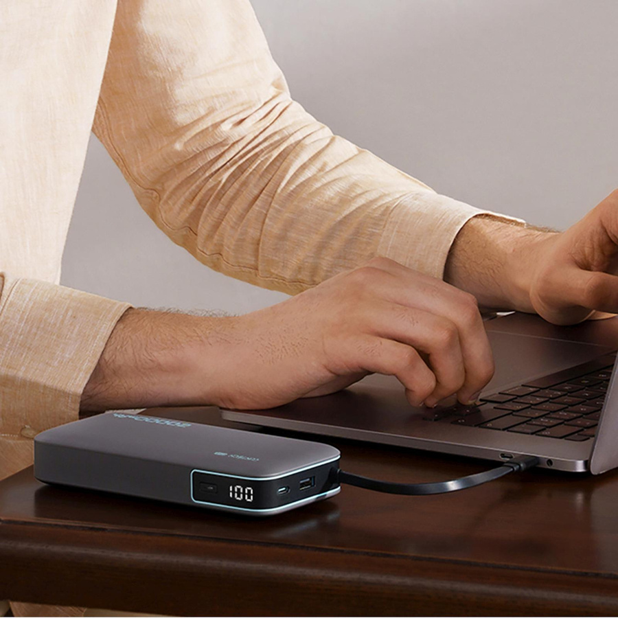 Cuktech Powerbank 20000mAh mit 55W Schnellladung QC + PD und integriertem USB-C Kabel, Grau - Bild 5