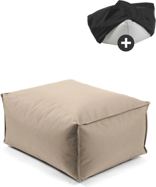 mokebo Outdoor Pouf Hocker Beige mit wasserabweisender Schutzhülle und EPS-Perlen Füllung - Bild 1