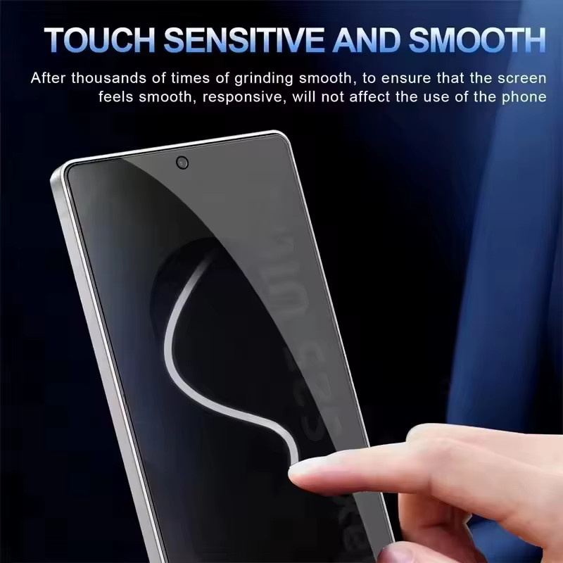 2 Stück Anti-Spy Displayschutzfolie aus gehärtetem Glas für Samsung Galaxy S25 Ultra mit Privatsphäre-Schutz und Fingerabdruck-Entriegelung, transparent - Bild 5