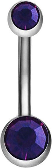 Nabelpiercing Edelstahl, Dual Strass, Dunkelviolett, gray, Unisex - Bild 1