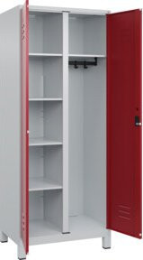 C+P Wäsche- und Kombispinde Classic PLUS mit 2 Abteilen, Sicherheits-Drehriegel, Farbe Rubinrot, H x B x T: 195 x 80 x 50 cm - Bild 1